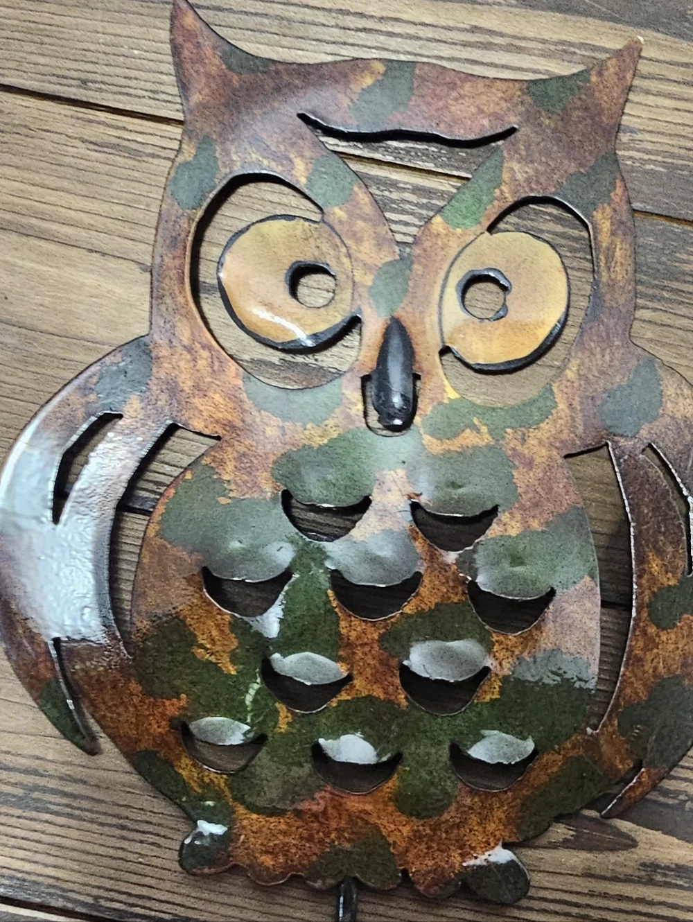 Set of 2 Rustic Metal Owl Wall Hooks Farmhouse Cabin Decor Key Towel Hangers